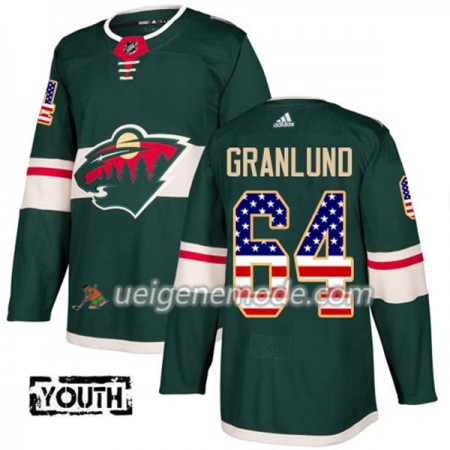 Kinder Eishockey Minnesota Wild Trikot Mikael Granlund 64 Adidas 2017-2018 Grün USA Flag Fashion Authentic